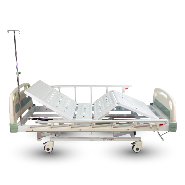 Cama Manual  de 3 Funciones con Manivelas, Ruedas de 125mm todas c/Freno.