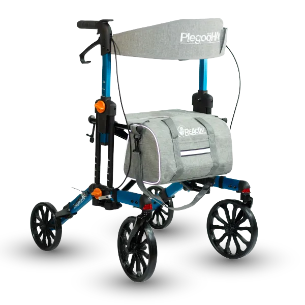  Rollator de Aluminio con Altura Ajustable, Color Azul Metálico 